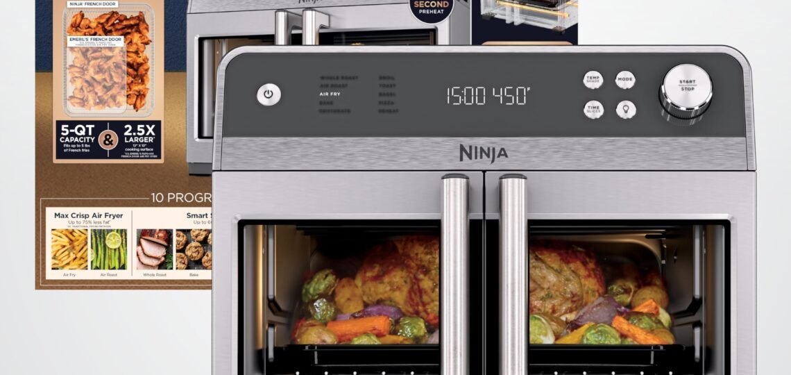 Ninja FO101 French Door Premier air fryer oven on kitchen counter