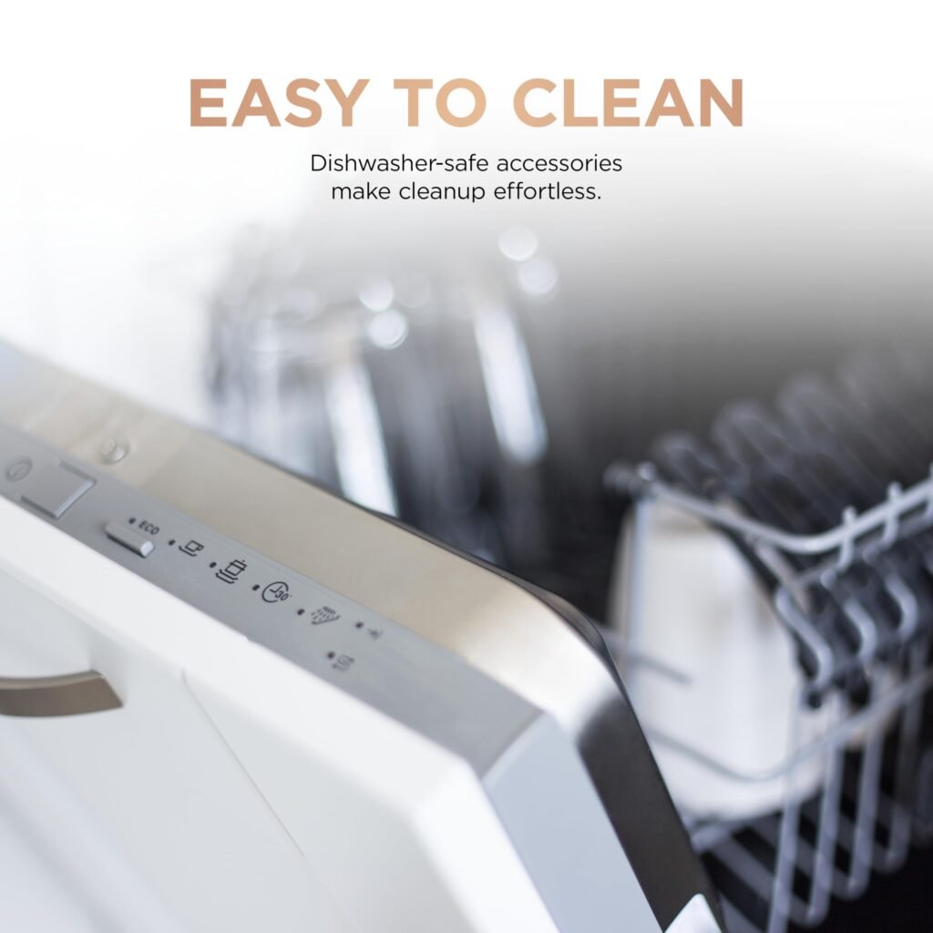 "Dishwasher-safe Ninja FO101 accessories in dishwasher rack"