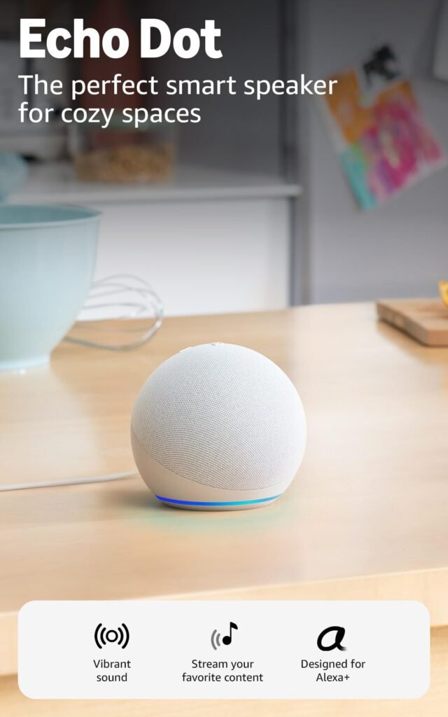 Amazon Echo Dot 5th Gen smart speaker in Glacier White