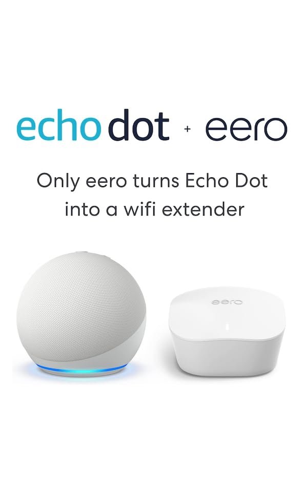 Compact Glacier White Amazon Echo Dot 5th Gen smart speaker